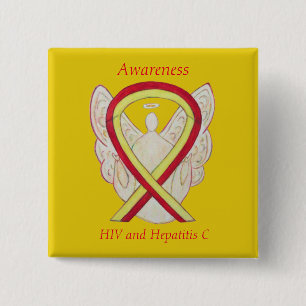 HIV - Hepatitis C Awareness Angel HCV Ribbon Pins