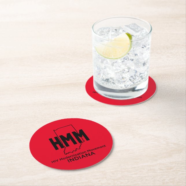 HIV Modernisation Movement Indiana Round Paper Coaster (Insitu)