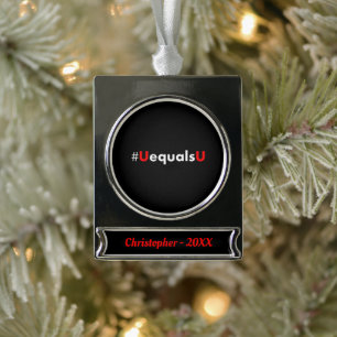HIV Undetectable Equals Untransmittable - Minimali Silver Plated Banner Ornament