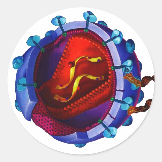 HIV Virus  ( HIV / AIDS Charity ) Classic Round Sticker (Front)