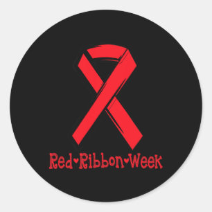 Hivaids Awareness Red Ribbon Week Stroke Blood Can Classic Round Sticker