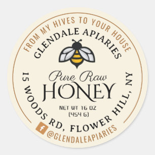 Hives to House Pure Raw Honey Honeybee Sticker    