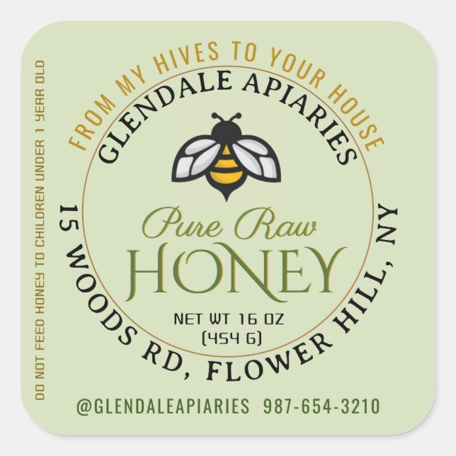 Hives to House Pure Raw Honey Honeybee Sticker     (Front)