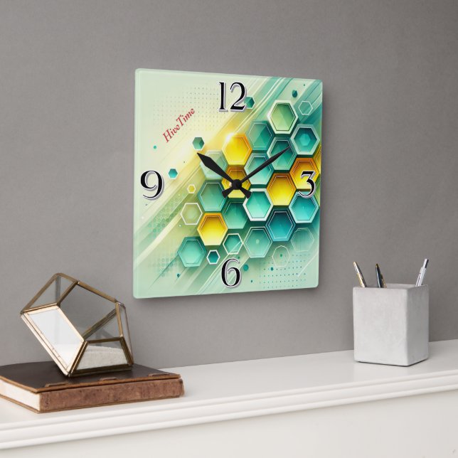 HiveTime Customisable Hexagon Design |  Wall Clock (Office)