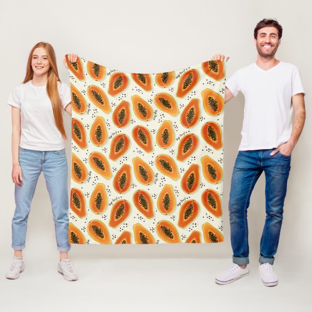 Hiya Papaya Pattern  Fleece Blanket (In Situ)