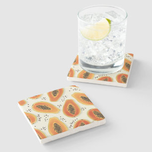 Hiya Papaya Pattern Stone Coaster