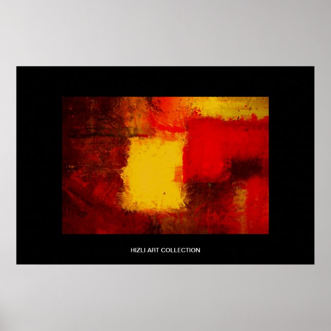 Hizli Art Collection - Red Yellow Brown Modern Abs Poster (Front)