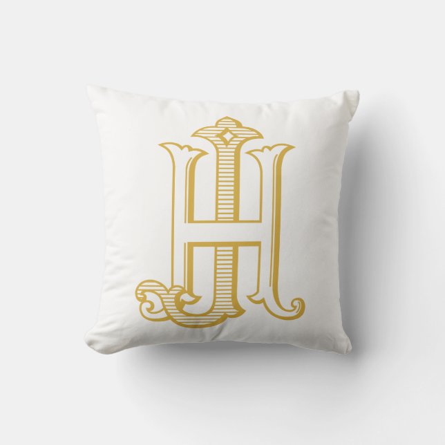 HJ Monogram or JH Monogram Throw Pillow (Front)