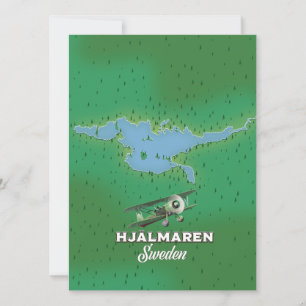 Hjälmaren Sweden map travel poster