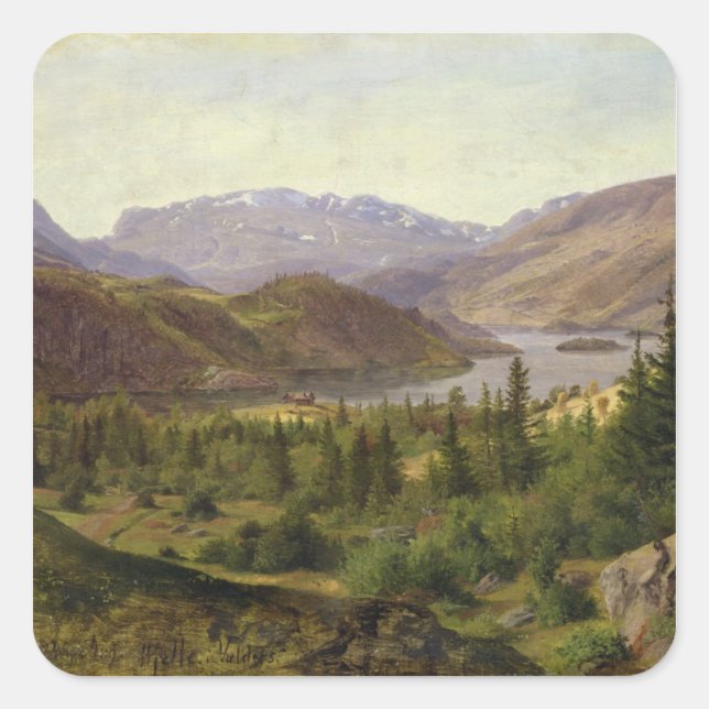 Hjelle in Valders, Tile Fjord, 1835 Square Sticker (Front)