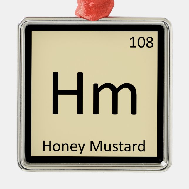Hm - Honey Mustard Chemistry Periodic Table Symbol Metal Tree Decoration (Front)