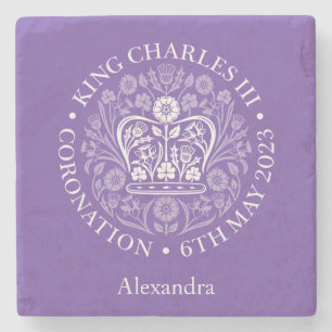 HM King Charles III Coronation Personalised Stone Coaster