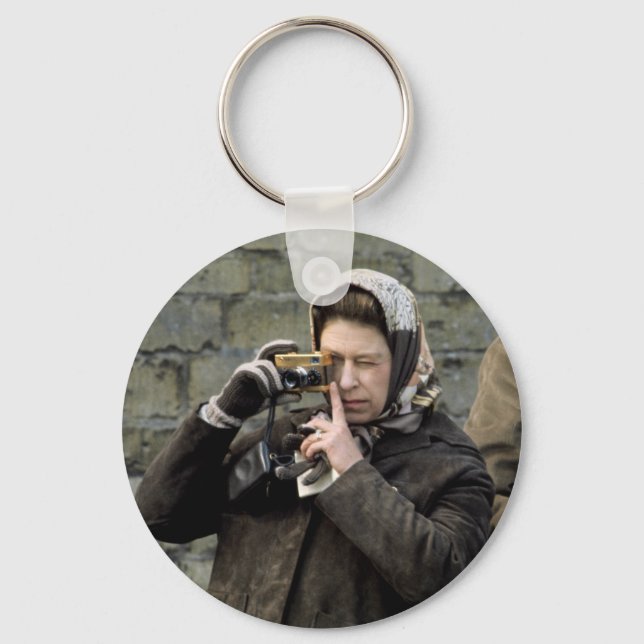 HM Queen Elizabeth Camera Smile! Key Ring (Front)
