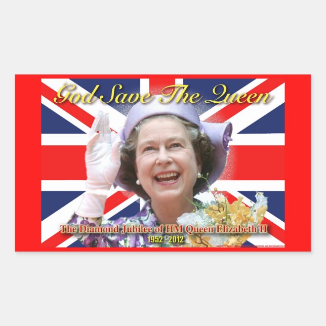 HM Queen Elizabeth II Diamond Jubilee Rectangular Sticker (Front)