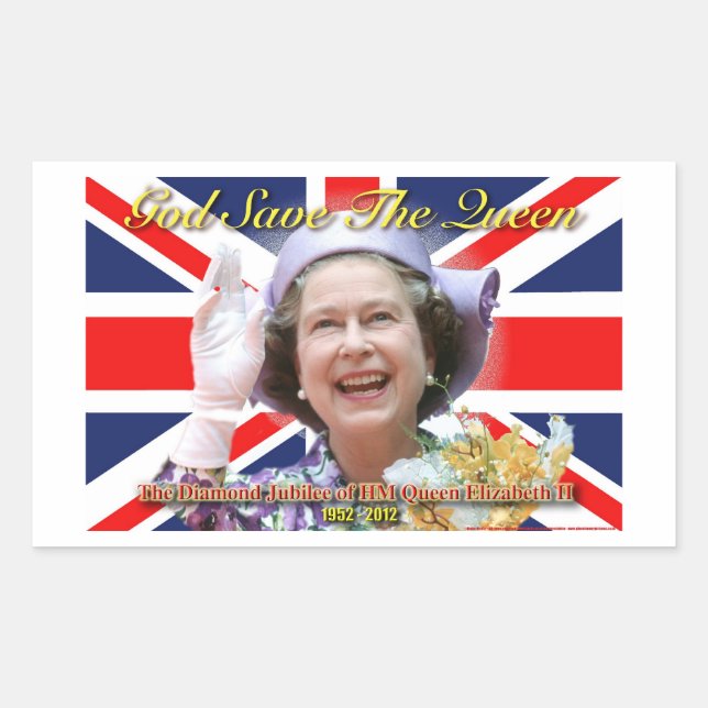 HM Queen Elizabeth II Diamond Jubilee Rectangular Sticker (Front)