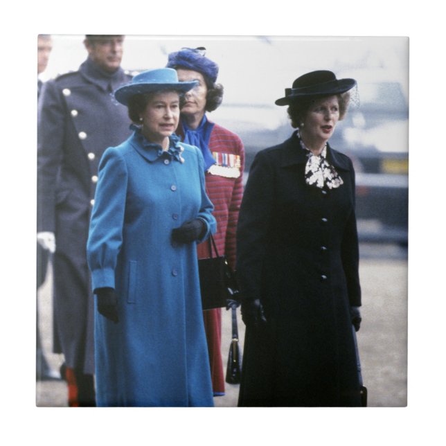 HM Queen Elizabeth II-Margaret Thatcher Ceramic Tile (Front)