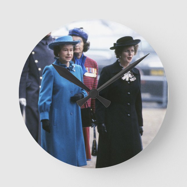 HM Queen Elizabeth II-Margaret Thatcher Round Clock (Front)