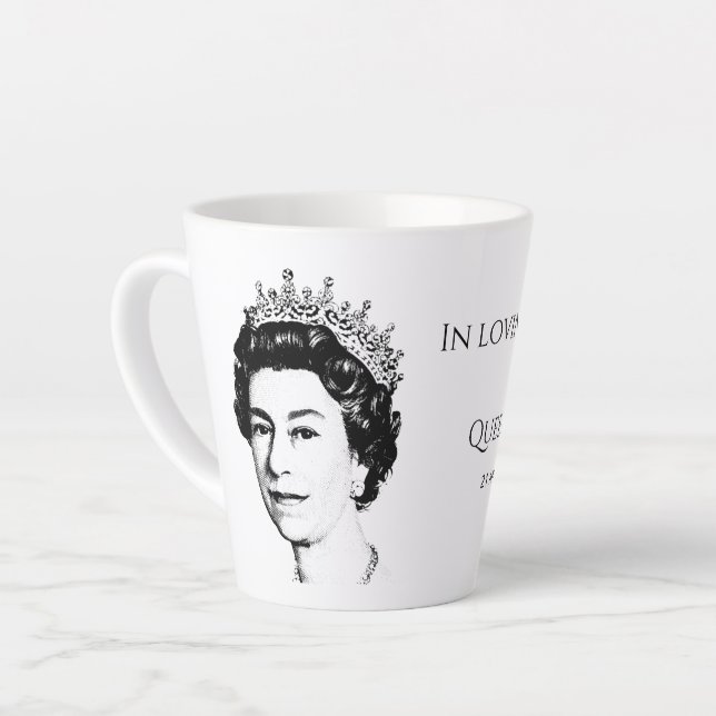 HM Queen Elizabeth II Memorial Latte Mug (Left Angle)