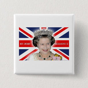 HM Queen Elizabeth II - Pro photo 15 Cm Square Badge