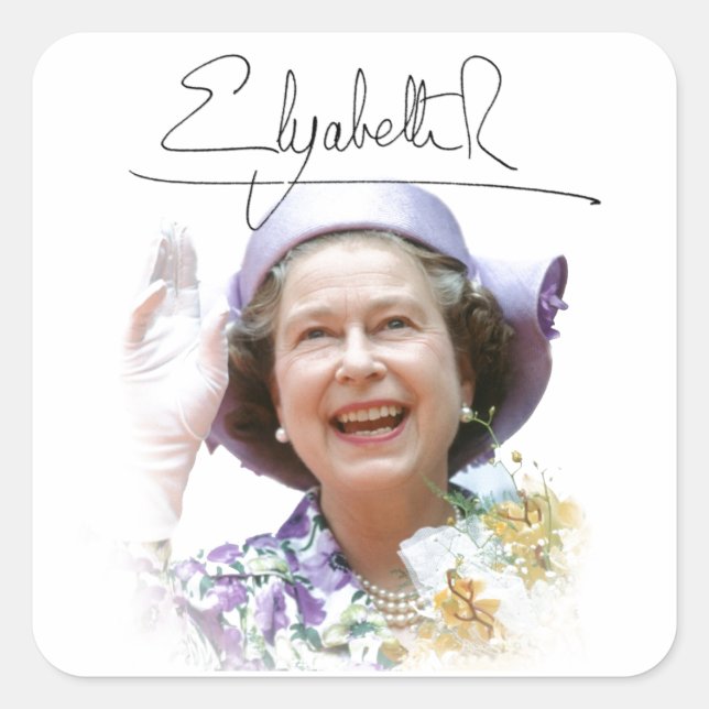 HM Queen Elizabeth II Square Sticker (Front)