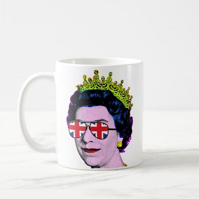 HM Queen Pop Art Modern Platinum Jubilee  Coffee Mug (Left)