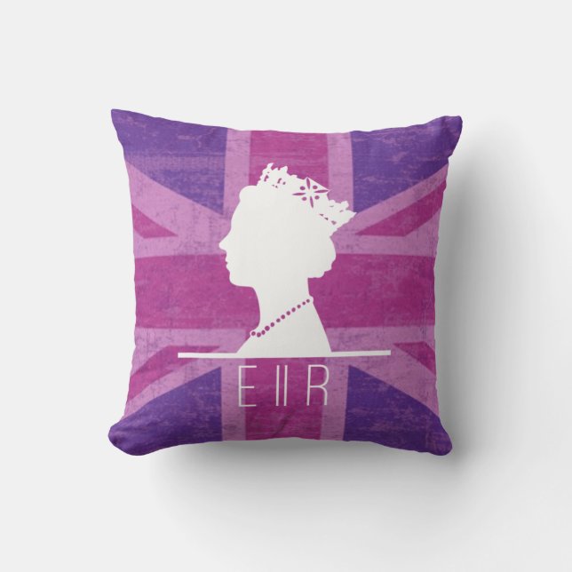 HM Queen Purple grunge union jack flag   Cushion (Front)
