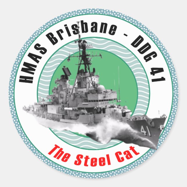 HMAS Brisbane DDG 41 Classic Round Sticker (Front)