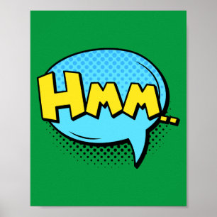 Hmm... Thoughtful Pop Art Comic Contemplation Poster