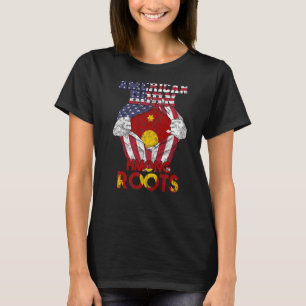 Hmong Miao Flag Day Proud America Hands Dna Mix Br T-Shirt