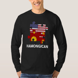 Hmong Miao Flag Day Proud America Puzzle Dna Mix B T-Shirt