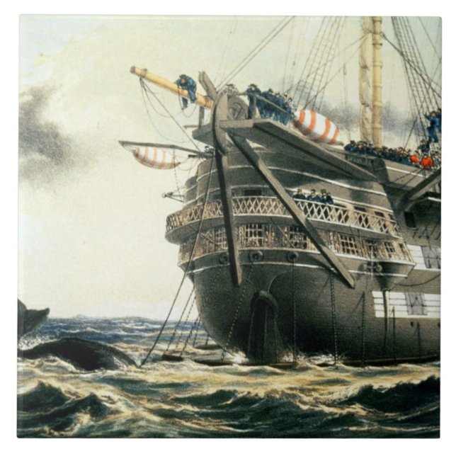 HMS Agamemnon laying the original Atlantic cable, Tile (Front)
