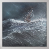 HMS Beagle in a storm off Cape Horn