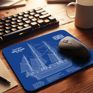 HMS Beagle Tall Ship - Ship Blueprint ABD Mouse Pad