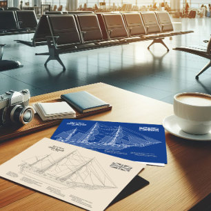 HMS Beagle Tall Ship - Ship Blueprint ABD Postcard