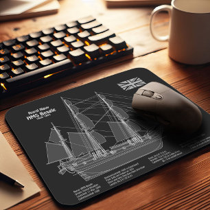 HMS Beagle Tall Ship - Ship Blueprint PBD Mouse Pad