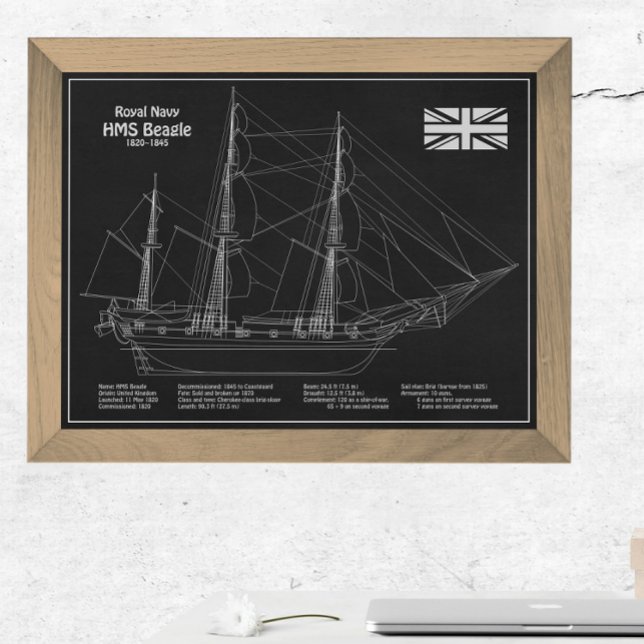 HMS Beagle Tall Ship - Ship Blueprint PBD Photo Print (Creator Uploaded)