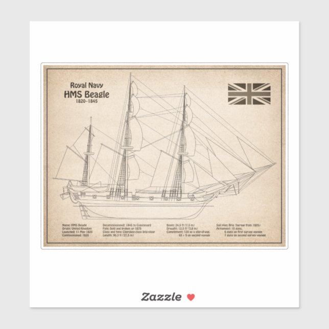 HMS Beagle Tall Ship - Ship Blueprint SD (Sheet)