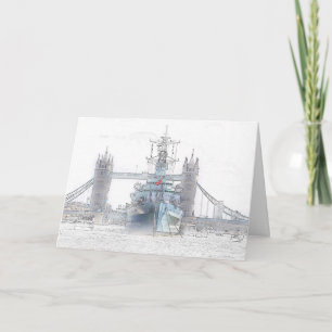 HMS Belfast and Tower Bridge Greeting Card