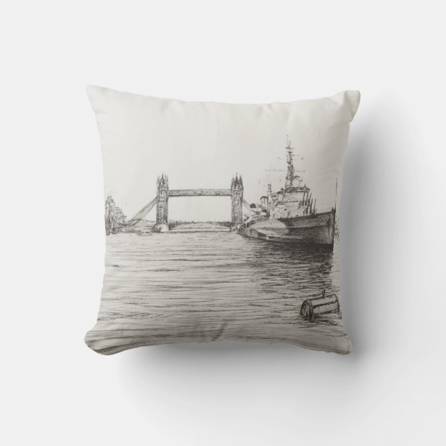 HMS Belfast on the river Thames London.2006 Cushion (Front)
