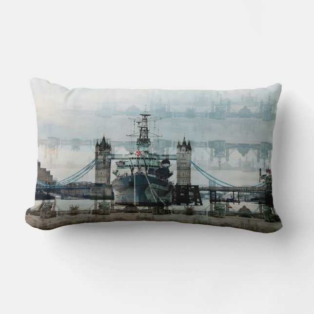 HMS Belfast On The Thames, London England Lumbar Cushion (Front)