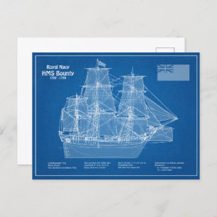 HMS Bounty - Ship Blueprint Plans ABD Postcard
