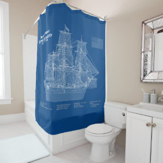 HMS Bounty - Ship Blueprint Plans ABD Shower Curtain