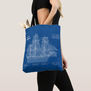 HMS Bounty - Ship Blueprint Plans ABD Tote Bag