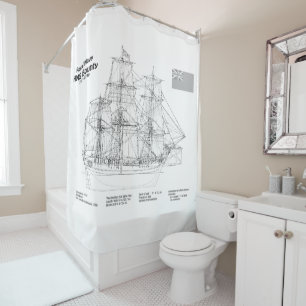 HMS Bounty - Ship Blueprint Plans BD Shower Curtain