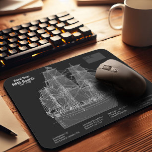 HMS Bounty - Ship Blueprint Plans PD Mouse Pad