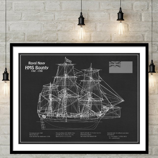 HMS Bounty - Ship Blueprint Plans PD Photo Print (Creator Uploaded)