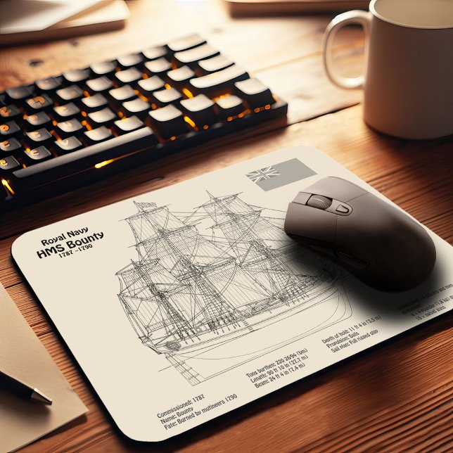 HMS Bounty - Ship Blueprint Plans SD Mouse Pad (Creator Uploaded)