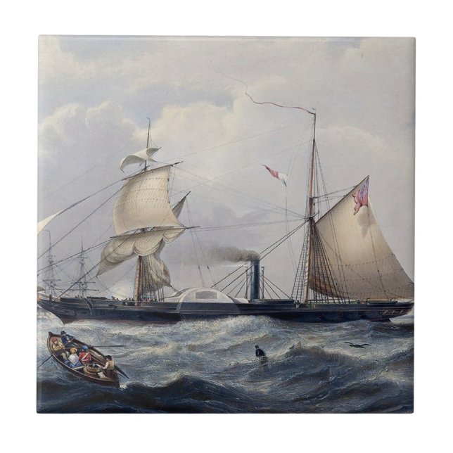 HMS Cyclops Frigate 1839 Ceramic Tile (Front)