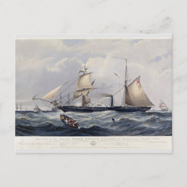 HMS Cyclops Frigate 1839 Postcard (Front)
