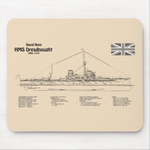 HMS Dreadnought - Ship Blueprint SD Mouse Pad